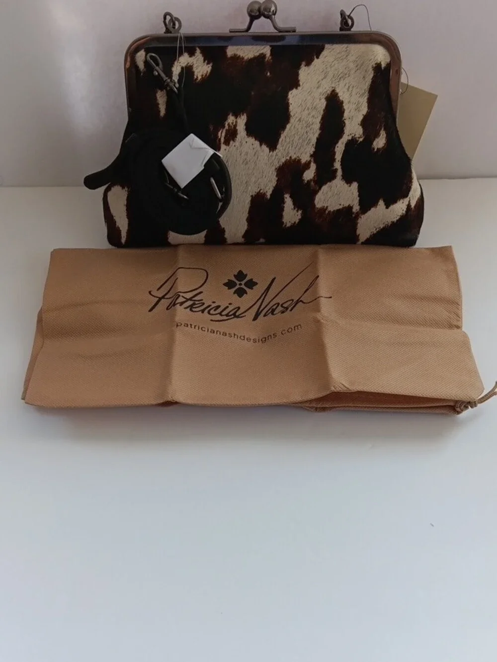 Patrricia Nash Vione Cavalino Cowhide Leather Frame Bag Kisslock Purse NWT